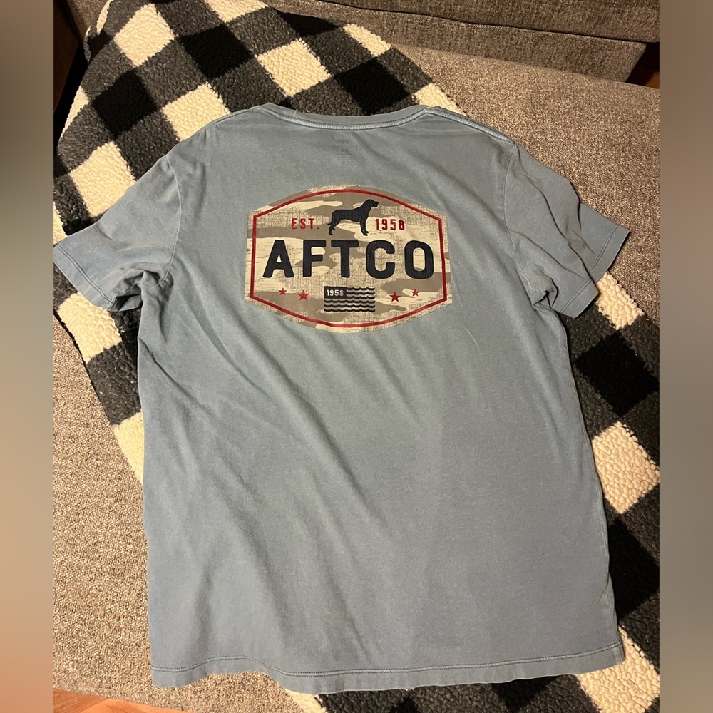 AFTCO Slate Blue Logo Tee